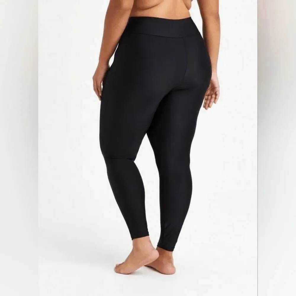 Torrid Black Active Performance High-Rise Swim Nylon Legging 1X 14/16